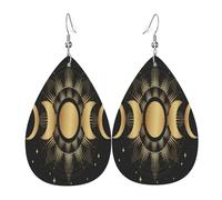 Teardrop Leather Earring The Triple Moon Goddess Wiccan Pentagram Symbol Hookearrings Women Drop Leather Earrings Stylish And Beautiful For Daily Wear Party Anniversary