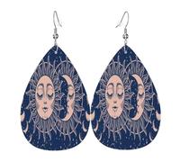 Teardrop Leather Earring The Triple Moon Goddess Wiccan Pentagram Symbol Tear Drop Earring Women Drop Leather Earrings Lightweight For Anniversary Party Daily Wear