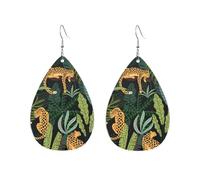 Teardrop Leather Earring Tigers Leopard In Thicket Teardrop Dangle Earrings Trendy Hookearrings Stylish And Beautiful For Daily Wear Anniversary Party