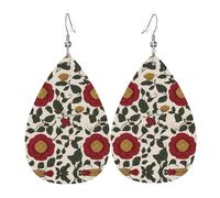 Teardrop Leather Earring Tudor Roses Pattern Hookearrings Lightweight Drop Leather Earrings Fashion For Party Daily Wear For Birthday
