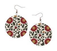 Teardrop Leather Earring Tudor Roses Pattern Tear Drop Earring Stylish And Beautiful Hookearrings Ornament For Wife Birthday Daily Wear Party