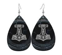 Teardrop Leather Earring Vikings Norse Mythology Hookearrings Ornament Teardrop Dangle Earrings Women For Wife Birthday Party Daily Wear