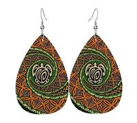 Teardrop Leather Earring Vintage Gold Hawaiian Turtle Pattern Tear Drop Earring Ornament Drop Leather Earrings Stylish And Beautiful For Anniversary Party Daily Wear