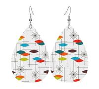 Teardrop Leather Earring Vintage Mid Century Modern Atom Hookearrings Fashion Drop Leather Earrings Trendy For Anniversary For Birthday Daily Wear