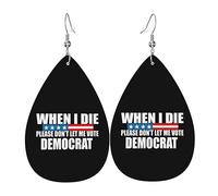 Teardrop Leather Earring When I Die Don'T Let Me Vote Democrat Tear Drop Earring Ornament Teardrop Dangle Earrings Lightweight For Women Girls Daily Wear 2 Pairs