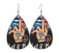 Teardrop Leather Earring Whisper Words Of Wisdom Let It Be Lips Hippies Tear Drop Earring Ornament Drop Leather Earrings Trendy For For Birthday Anniversary Daily Wear