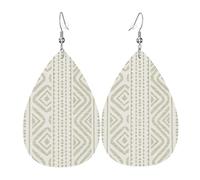 Teardrop Leather Earring White Sage Green Geometric Drop Leather Earrings Fashion Hookearrings Lightweight For Daily Wear Anniversary Party
