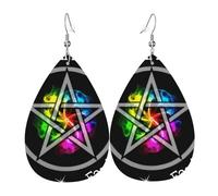 Teardrop Leather Earring Wicca Five Elements Earth Wicca Wiccan Teardrop Dangle Earrings Lightweight Hookearrings Stylish And Beautiful For Anniversary Party Wife Birthday