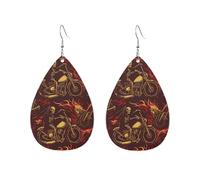 Teardrop Leather Earring Winged Skeleton Riding Motorcycle In Fire Hookearrings Stylish And Beautiful Tear Drop Earring Fashion For Women Girls Party Anniversary
