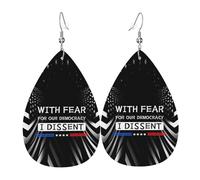Teardrop Leather Earring With Fear For Our Democracy I Dissent Teardrop Dangle Earrings Lightweight Drop Leather Earrings Women For Daily Wear Party 2 Pairs