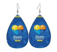 Teardrop Leather Earring World Downward Syndrome Awareness Day Drop Leather Earrings Trendy Tear Drop Earring Women For For Women Girls Anniversary Daily Wear