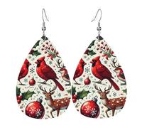 Teardrop Leather Earring Xmas Bird Deer Snow Globe Lightweight Tear Drop Earring Stylish And Beautiful Drop Leather Earrings For Party Daily Wear For Women Girls