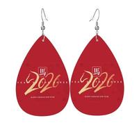 Teardrop Leather Earring Year Of The Horse Happy Chinese New Year 2026 Tear Drop Earring Ornament Drop Leather Earrings Fashion For Party Wife Birthday For Women Girls