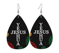Teardrop Leather Earring Yeshua Jesus Christianty Drop Leather Earrings Stylish And Beautiful Tear Drop Earring Trendy For Anniversary For Birthday Daily Wear