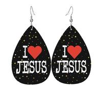 Teardrop Leather Earring Yeshua Jesus Christianty Drop Leather Earrings Trendy Teardrop Dangle Earrings Lightweight For Wife Birthday Daily Wear Anniversary