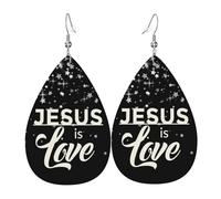 Teardrop Leather Earring Yeshua Jesus Christianty Hookearrings Lightweight Drop Leather Earrings Women For Wife Birthday For Birthday Daily Wear