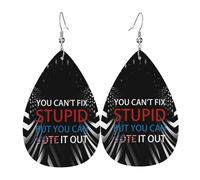 Teardrop Leather Earring You Can'T Fix Stupid But You Can Vote It Out Hookearrings Ornament Drop Leather Earrings Fashion For Party Daily Wear 2 Pairs