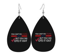 Teardrop Leather Earring You Can'T Fix Stupid But You Can Vote It Out Tear Drop Earring Lightweight Drop Leather Earrings Stylish And Beautiful For Party Anniversary 2 Pairs