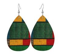 Teardrop Leather Earrings for Women African Style Patchwork Print Lightweight Leather Dangle Drop Earrings Fashion Gift, One Size, Leather, No Gemstone