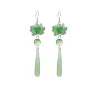 Teardrop Lotus Flower Statement Earrings for Women Acrylic Lightweight Long Waterdrop Charms Dangle Drop Fish Hook Earring Elegant Wedding Holiday Party Jewelry, M, Metal, No Gemstone