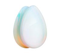 Teardrop Opalite Stone Double Flared Ear Gauge Plug Sold As Pair, 00 GA (10mm), Stone, no gemstone