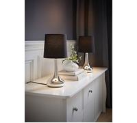 Teardrop Pair Compact Fabric Shades Brushed Chrome Touch Table Lamps ValueLights Black One Size