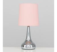 Teardrop Pair Fabric Shades Brushed Chrome Touch Table Lamps and Bulbs ValueLights Baby Pink One Size
