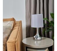 Teardrop Pair Fabric Shades Brushed Chrome Touch Table Lamps and Bulbs ValueLights Grey One Size