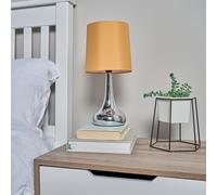 Teardrop Pair Fabric Shades Brushed Chrome Touch Table Lamps and Bulbs ValueLights Mustard One Size