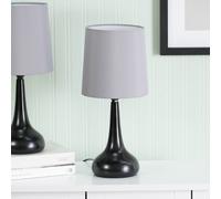 ValueLights | Black Teardrop Touch Dimmer Table Lamps with Grey Pink Shade | Table Lamps, Home Décor & Improvement Essential