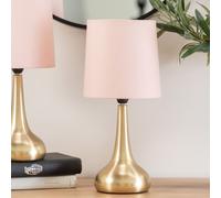 Teardrop Pair of Fabric Shades Brushed Gold Bedside Touch Table Lamps ValueLights Baby Pink One Size