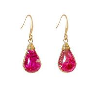 Teardrop Pressed Flower Earrings for Women 14K Gold Plated Handmade Hypoallergenic Resin Dried Daisy Floral Charms Statement Dangle Drop Fish Hook Earring Cute Wedding Holiday Jewelry for Her, M