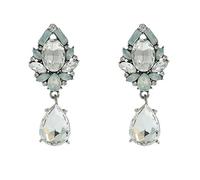 Teardrop Rhinestone Dangle Drop Earrings for Women Shiny Long Crystal Cluster Chandelier Statement Earring Elegant Dress Accessories Vintage Art Deco Christmas Wedding Cocktail Party Jewelry, M, Metal