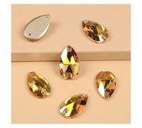 Teardrop Sew-on Rhinestones Glass Crystal Stone Sewing Embroidery Clothes Accessories Stones for DIY Wedding Dress Decor for Crafts Clothes DIY Decorations(Metallic Sunshine,17x28mm 6Pcs)