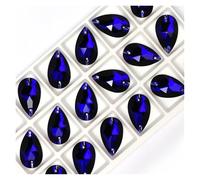Teardrop Sew-on Rhinestones Glass Crystal Stone Sewing Embroidery Clothes Accessories Stones for DIY Wedding Dress Decor for Crafts Clothes DIY Decorations(Cobalt Blue,17x28mm 24Pcs)