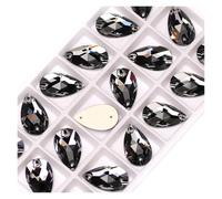 Teardrop Sew-on Rhinestones Glass Crystal Stone Sewing Embroidery Clothes Accessories Stones for DIY Wedding Dress Decor for Crafts Clothes DIY Decorations(Black Diamond,17x28mm 24Pcs)