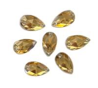 Teardrop Shape EIMASS® Sew or Glue on Resin Crystals, Flat Back Gems for Costume, Pack of 50 Crystals (17 x 28mm, Light Gold)