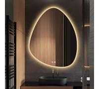 Teardrop Shape Washbasin Led Mirror, Asymmetrical Backlit Illuminated Bathroom Mirror, Irregular Triangle Home Decor, Wall Mounted, 3-Color, Anti-Fog