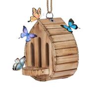 Teardrop-Shaped Butterfly House with Rope Wooden Butterfly Habitat & Feeder Hanging Butterflies Puddler for Garden Patio Balcony Backyard
