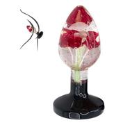 Teardrop-Shaped Buttock Training Resin Prop with Highly Transparent Embedded Preserved Flowers and A Crystal Rhinestone Non-Slip Base - Q，Red Flowers：S