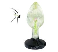 Teardrop-Shaped Buttock Training Resin Prop with Highly Transparent Embedded Preserved Flowers and A Crystal Rhinestone Non-Slip Base - Q，White Flowers：S
