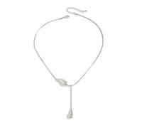 Teardrop-Shaped Pendant Tassel Necklace, Snake-Shaped Clavicle Necklace, Women's Silver Teardrop, Adjustable Sliding Silver Snake Chain, Exquisite and Simple