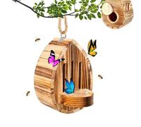 Teardrop-shaped Wooden Butterfly Habitat Feeder, Habitat & Feeder With Rope For Garden Decor, Natural Pollinator House Ornament,Outdoor Decorative House For Backyard Balcony Yard Enthusiasts(A)