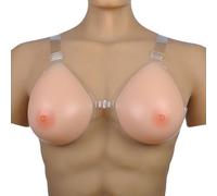 Teardrop Silicone Breast Forms for Crossdresser & Transgender - Detachable Button-Up Design, Realistic Fake Boobs for Mastectomy & Cosplay, Comfortable Chest Prosthesis - Natural Skin Tone (7XL)