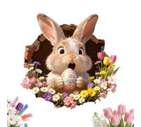 Teared Easter Bunny Sticker, Funny Ripped Self Adhesive Waterproof Sticker Easter Toilet Cover Sticker | For Spring Garden Indoor Party Home Dorm