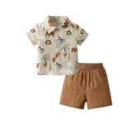 Tearfuty Toddler Baby Boys Clothes Cartoon Shirt Short Sleeve Tops + Shorts Outfit Summer 2Pcs Clothing Set（12-18Months）