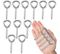Tearmier 15 Pcs Screw-in Hooks, 2.5 Inches Stainless Steel Heavy Duty Eyed Screw Hooks, Hooks for Outdoor String Lights Plants, Eye Screw Hooks for Indoor Outdoor Use