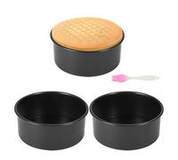 Tearmier 3Pcs 6 Inch Cake Tin Set, Non-Stick Cake Pan and 1Brush, Round Cake Pans Tin for Baking Layer Cakes, Cheesecake Mousse, Stainless Steel Core & Healthy Coatings, Black