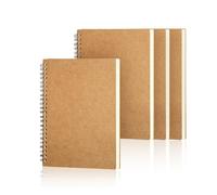 Tearmier 4PCS Spiral Memo Pads, A6 Small Spiral Notebooks Pocket Size, Kraft Cover Notepads Ruled Paper, Spiral Journal Notepads Professional Notepad for School, Study, Office, 100 Pages/50 Sheets