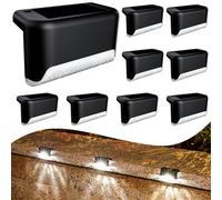 Tearmier 8Pieces Solar Fence Lights, Waterproof Led Decking Lights, Solar Stair Light, Outdoor Step Lamp for Deck Stairs Patio Fence Garden,Cold White